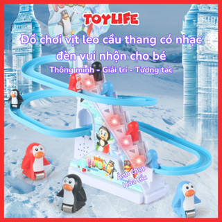 Đồ chơi vịt leo cầu thang có nhạc đèn vui nhộn cho bé cầu trượt vịt leo thang gấu heo khủng long leo cầu thang TOYLIFE