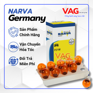 [Chính hãng] Bóng đèn xi nhan chân cài, lệch 3/4 thủy tinh vàng chuẩn zin theo xe PY21W 12V NARVA từ Đức (Giá 1 bóng)