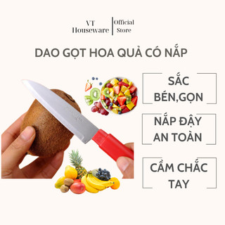 Dao gọt hoa quả inox có nắp đậy Nhật lưỡi dao sắc bén giúp gọt hoa quả được nhanh gọn hơn