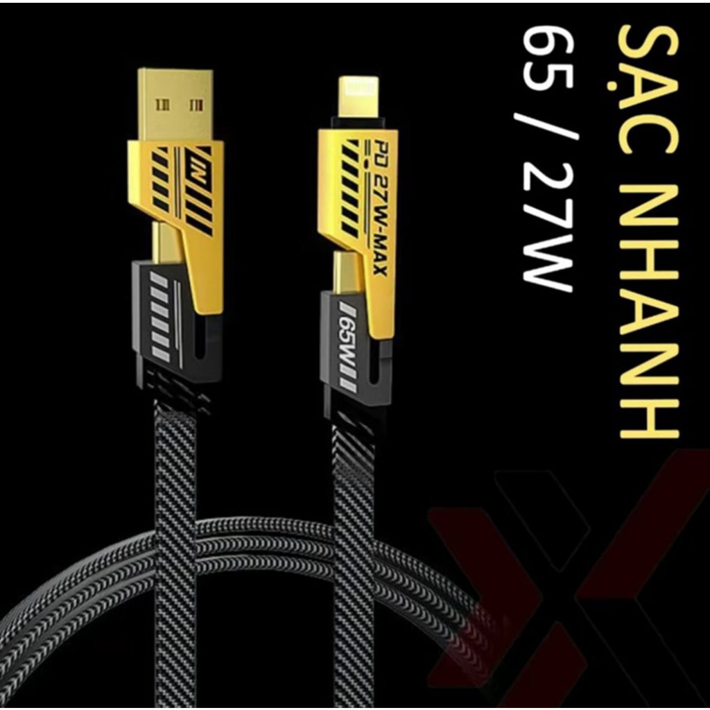 Cáp sạc nhanh đa năng 4 in 1, sạc siêu nhanh 65W cho Andoroid và PD 27W cho iP - AUDIO365 | BigBuy360 - bigbuy360.vn