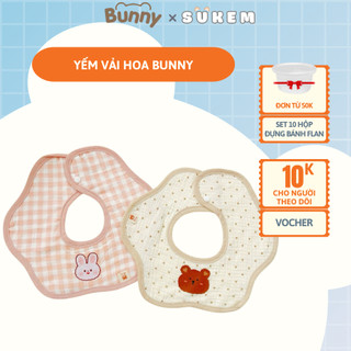 Yếm Vải Hoa Bunny Vải Xô Muslin Hình Hoa Dành Cho Bé Hoạ Tiết Gấu, Thỏ Xinh Xắn