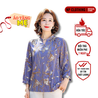 Áo Trung Niên Nữ A604, Mẫu Áo Hoa Cho Mẹ Tay Lỡ Cổ Đức Form Rộng Lịch Sự Trang Nhã | Thời Trang Trung Niên U50