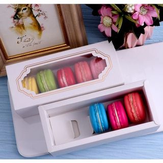 Set 10 hộp đựng bánh macaron trắng 5 bánh