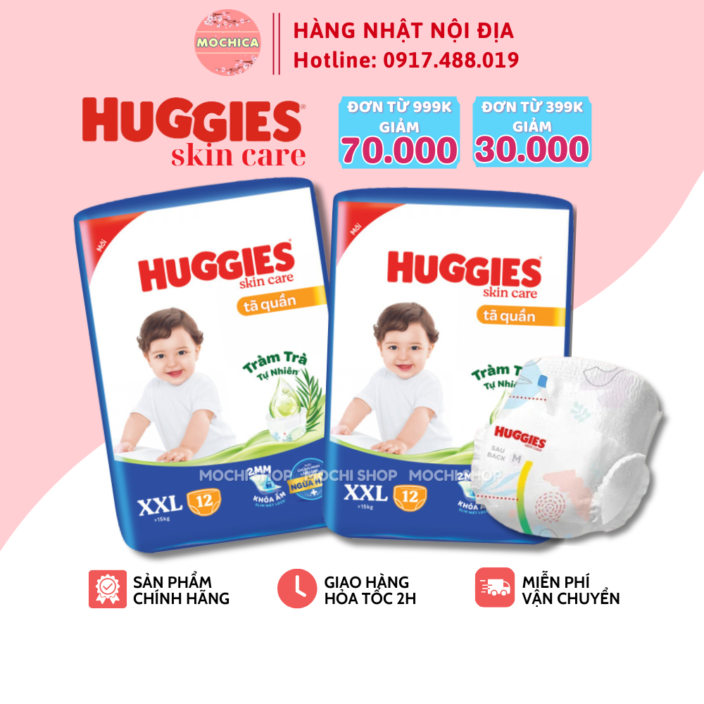 [SIÊU NHIỀU MIẾNG] Tã quần Huggies Tràm Trà Tự Nhiên SKINCARE Pants Mega Jumbo M106/L104/XL88/XXL80