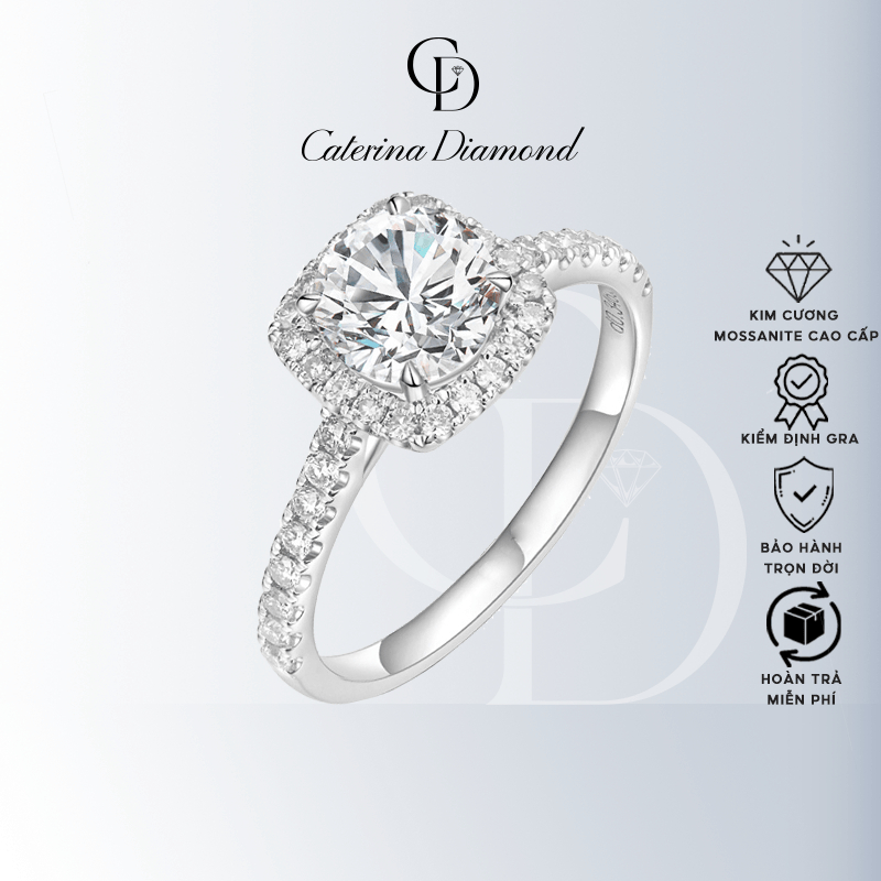 Nhẫn kim cương Moissanite 6 Ly Caterina Diamond Luxurious square package moissanite simulated diamond ring DR005