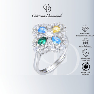 Nhẫn kim cương Moissanite Caterina Diamond style four-leaf clover open ring women's flower ring DR006