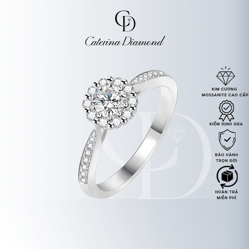 Nhẫn kim cương Moissanite 6 ly Caterina Diamond Brilliant star moissanite diamond ring DR013 -Kiểm định GRA