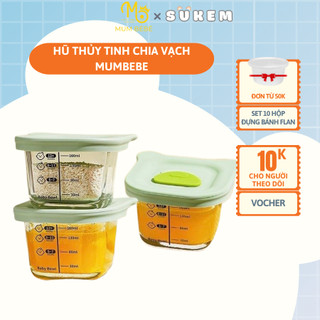 Hũ Thủy Tinh Có Nắp Đậy 200ml, Chia Vạch Mumbebe Cao Cấp, Hộp Thủy Tinh Mumbebe Chịu Nhiêt độ Cao, An Toàn