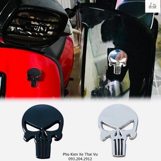 Logo đầu lâu 3d dán xe vespa honda bằng kim loại đẹp