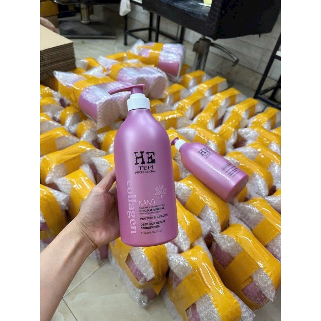 Dầu Gội Xả HE Tepi Collagen 1000ml Hương Nước Hoa Phục Hồi Tóc Khô Xơ Hư Tổn
