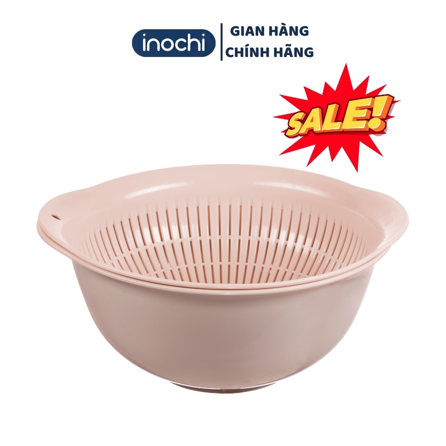 Bộ thau rổ nhựa inochi cao cấp Yoko chính hãng, rổ to kèm thau đựng rửa rau tiện lợi, an toàn, kháng khuẩn