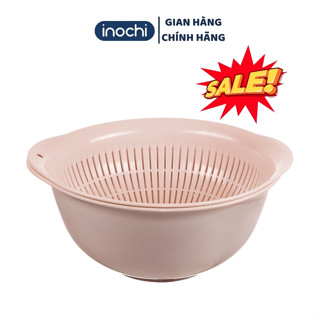 Bộ thau rổ nhựa inochi cao cấp Yoko chính hãng, rổ to kèm thau đựng rửa rau tiện lợi, an toàn, kháng khuẩn
