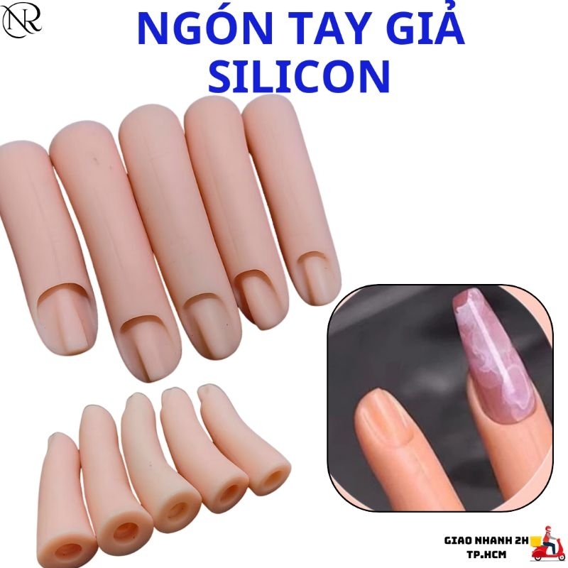 Set 5 ngón tay giả silicon thực hành nail - Bộ 5 ngón tay giả cho học viên nail - Nails Red