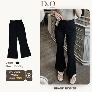 Quần Ống Loe Bigsize 58 - 84kg Quần Jean Nữ Vải Thun Umi Co Giãn Mạnh Màu Đen Tuyền Không Túi Lưng Cao Tôn Dáng