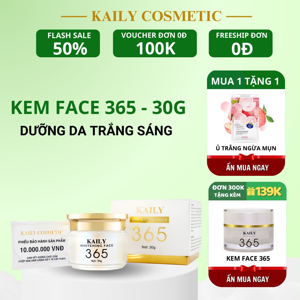 Kem Face 365 - Kem Face 6in1 - Trắng Da, Mờ Thâm, Make up, Chống Nắng, Dưỡng Ẩm, Chống Lão Hóa - KAILY COSMETIC