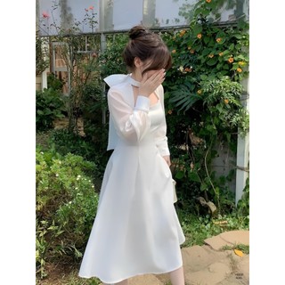 Đầm Chèo Dày Tay Dài Phối Voan