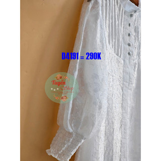 Đầm suông ren cổ cao tay lỡ