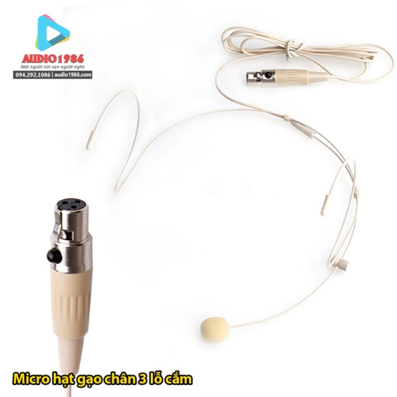 Micro có dây đeo tai hạt gạo màu da và đen chân jack canon mini 3 lỗ