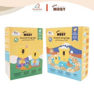 Túi trữ sữa cho bé MOBY BABY 150ml 240ml, túi đựng sữa 3 đường zip có vòi - Monnie Kids