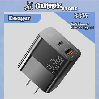 Cục sạc Essager loại USB C Sạc 33W Gan QC Pd 3.0 cổng kép Mini Bộ chuyển đổi di động Cho iPhone 14 13 12 iPad Xiaomi