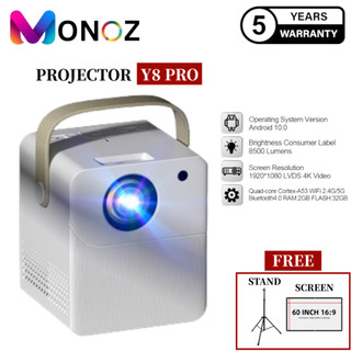 Máy chiếu android lens y8 pro mini 6500 lumens hd 1080p 4k wifi led projector.