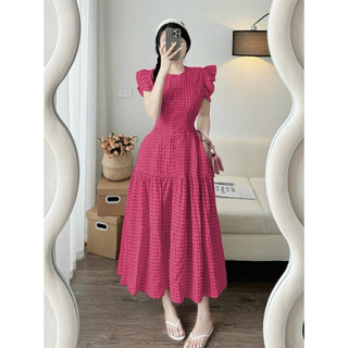 Váy Maxi dáng dài kẻ caro đi chơi đi biển mềm mịn không nhăn Mon studio V269