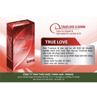 Bao cao su siêu mỏng kéo dài thời gian true love hộp 10 cái