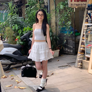  LOLLIE STUDIO - Chân váy ngắn miniskirt xoè tầng viền bèo Lolliemade TKC33 