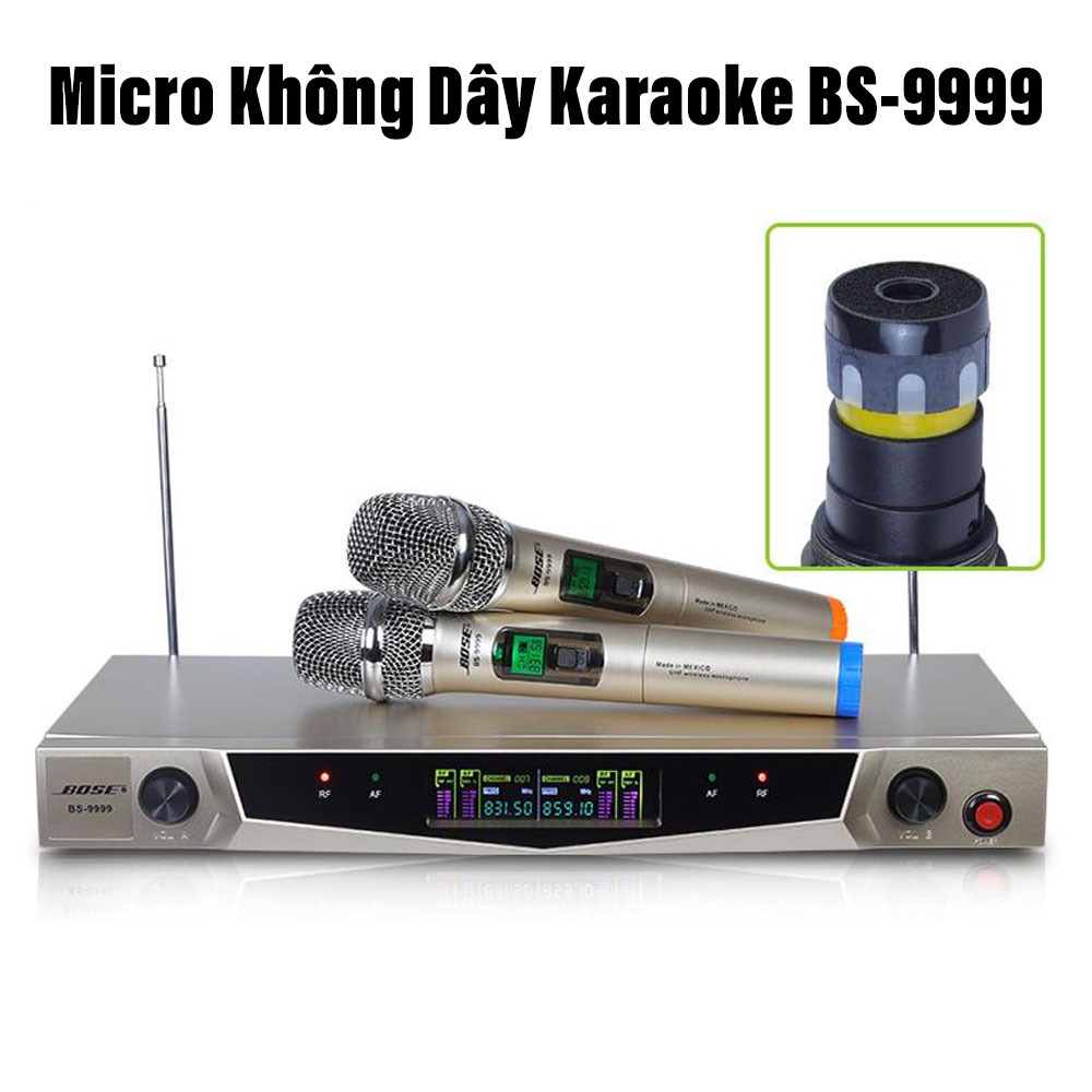 Micro Karaoke Không Dây BS-9999, Sóng UHF, Thiết Kế Đẹp, Sử Dụng Cho Dàn Karaoke Chuyên Nghiệp, Loa Kéo, Âmli, Mixer