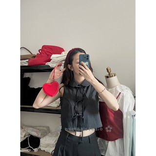  Áo sát nách/có tay cổ sơ mi nữ kèm nơ gắn ribo shirt/bymiia