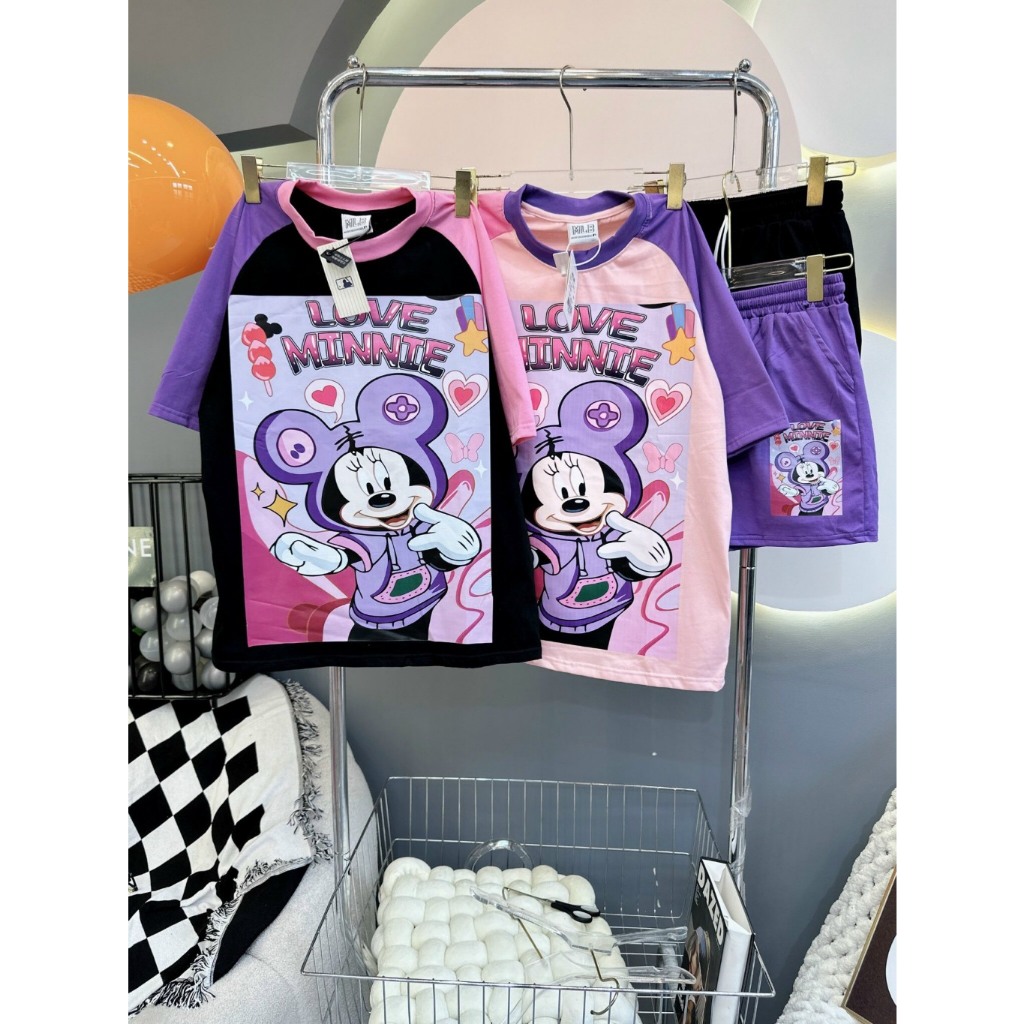 Sét bộ nữ in hình MICKEY LOVE MINNIE siêu CUTE. Bộ nữ chất cotton bao mát - Thoitrangtrend1