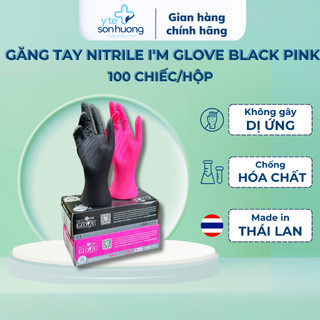 Găng tay y tế không bột nitrile Black Pink dùng chế biến thực phẩm , mỹ phẩm hộp 100 chiếc