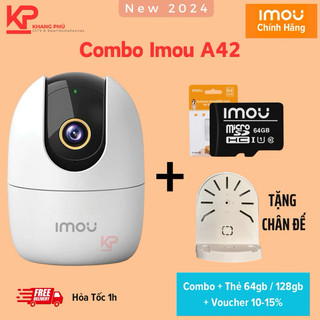 Camera imou a42 4mp siêu nét + thẻ 64g + tặng đế chữ l - camera wifi trong nhà