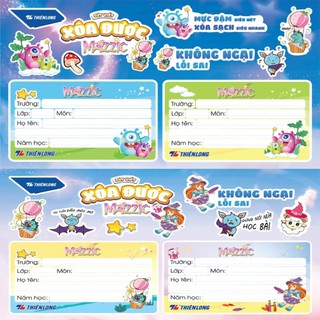 Quà tặng combo 5 bộ 2 sticker trang trí nhãn vở Thiên Long