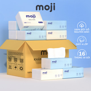 Khăn giấy ăn MOJI, thùng giấy ăn gấu trúc 4 lớp cao cấp tiện lợi, 100% bột gỗ nguyên sinh tự nhiên
