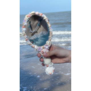 Gương cầm tay vỏ sò+ kẹp tóc vỏ sò