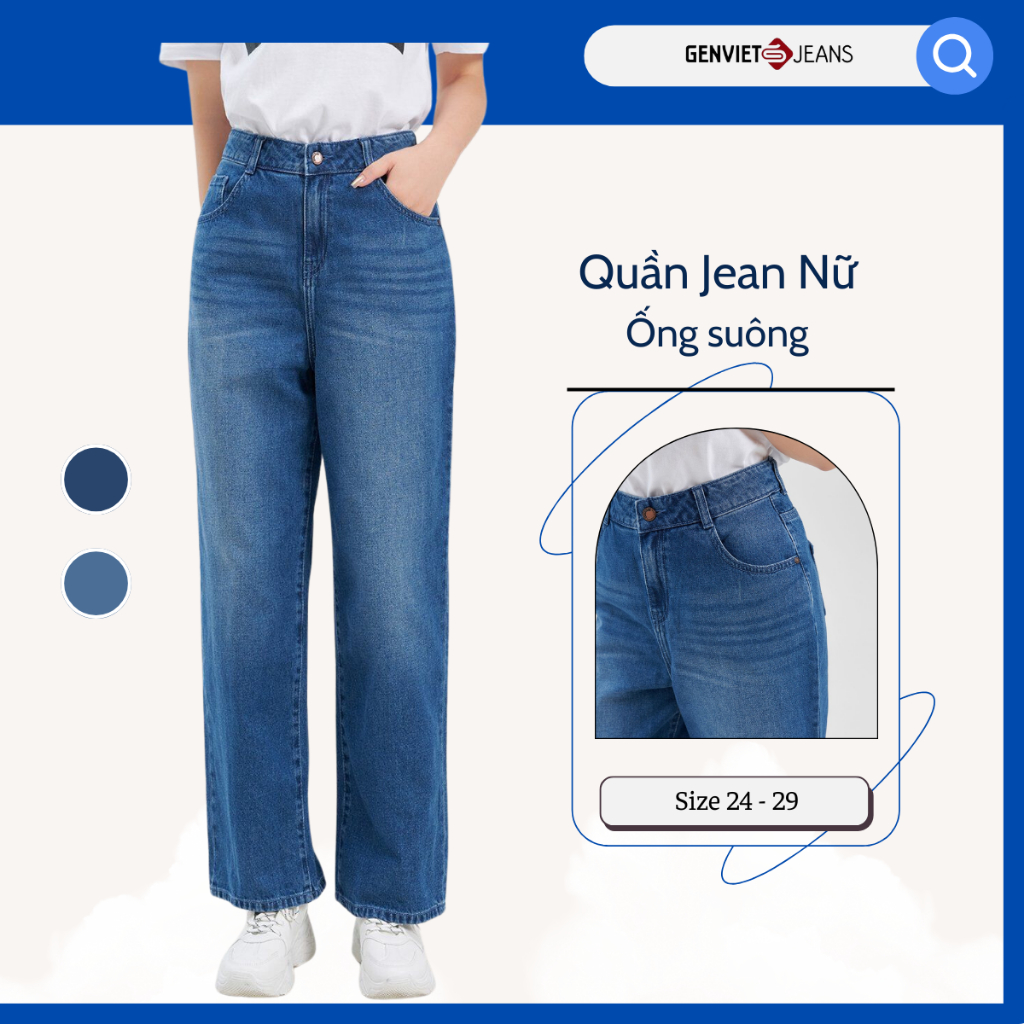 Quần Dài Genviet Jeans Nữ Ống Suông Mềm Mại Thoáng Mát XQ124J8339