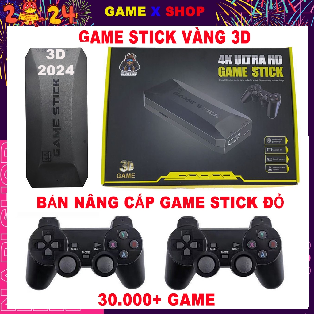 Game Stick Vàng 4K 3D New 2024 bản nâng cấp game stick đỏ 3d máy chơi game kết nối tivi cầm tay không dây