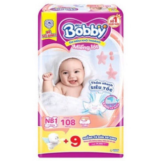 Tã lót bobby newborn108 tặng 9 miếng