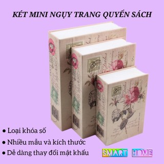 Két sắt mini ngụy trang hình quyển sách loại mật mã khóa số nhiều kích thước