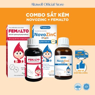 Combo Sắt Kẽm Novocare Femalto, NovoZinC Giúp Bé Ăn Ngon, Tăng Sức Đề Kháng, Hỗ Trợ Tiêu Hóa Cho Bé.
