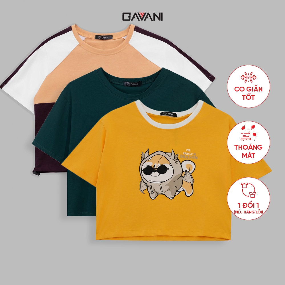 Áo thun crop top nữ Gavani Dragon - Multi-colour - Sun to Me (đa dạng kiểu form)