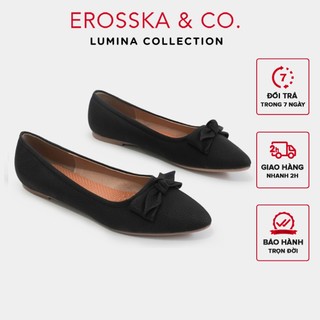 Erosska  Lumina - [Form nhỏ tăng 1 size] Giày Búp Bê Bệt siêu êm đính nơ xinh xắn màu đen - EF016