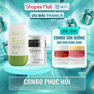  Combo Kem Face Nhân Sâm Và Kem Chống Nắng MQ Skin Cấp Ẩm Và Bảo Vệ Da Sau Peel