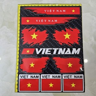 Trọn bộ logo lá cờ viet nam dán trang trí xe máy, điện thoại 18x25cm