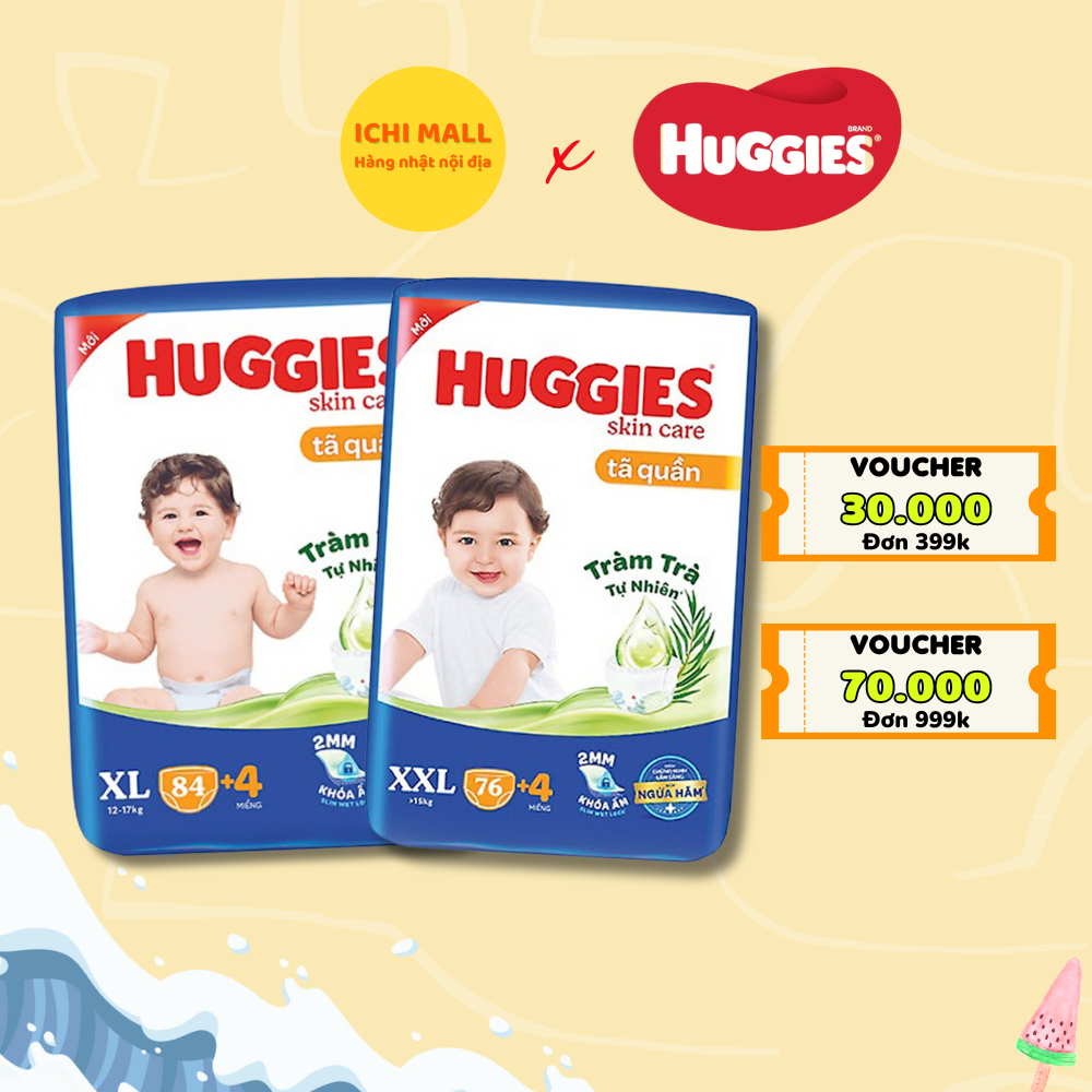 [SIÊU NHIỀU MIẾNG] Tã quần Huggies Tràm Trà Tự Nhiên SKINCARE Pants Mega Jumbo M106/L104/XL88/XXL80