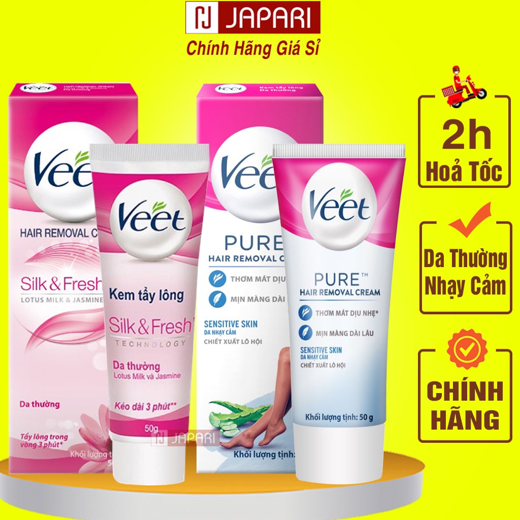 Kem Tẩy Lông Veet CHÍNH HÃNG- Tẩy Lông Vùng Kín Bikini, Nách, Lông Chân Tay Mặt Da Nhạy Cảm - Wax Lông Cho Nam Nữ Japari