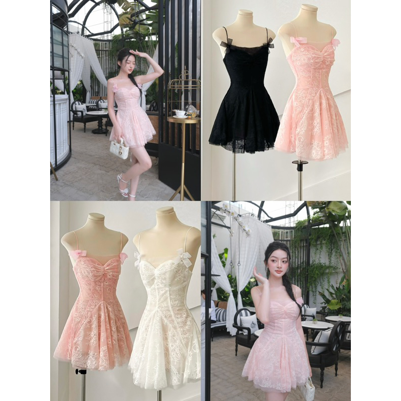 Đầm ren phối dây nơ siêu xinh