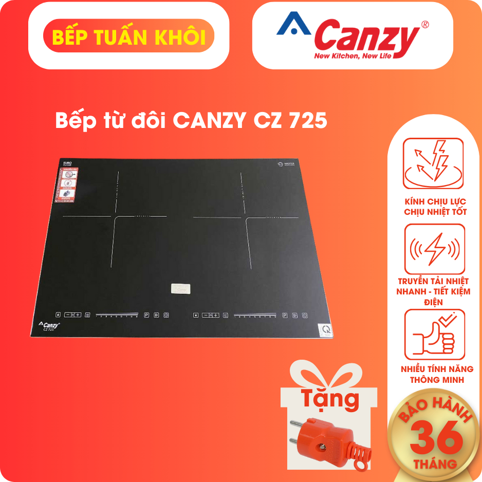 Bếp từ đôi CANZY CZ 725 Bếp từ liu riu Canzy CZ-725 Bảo hành chính hãng 3 năm