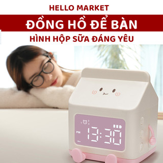 Đồng hồ báo thức, đồng hồ để bàn hộp sữa dễ thương